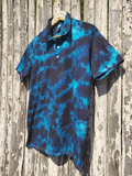 black and teal hand dyed organic cotton golf shirt