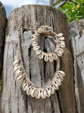 crocheted with hemp and sliced cowrie shells - choker and anklet set