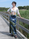 olive navy tie dye maxi skirt