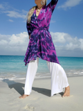 long sleeve cardigan in hand dyed navy-plum colors