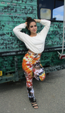 flare yoga pants with  a fold over waistband