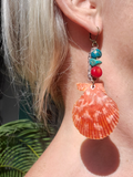 statement earrings, 3½" long with a real shell