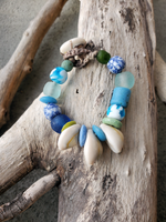 Chunky Bracelet with Cowrie Shells and Glass Beads