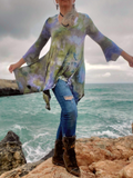 MONET Ice Dye Tunic with bell Sleeves and Pockets