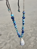 BLUE SEA Glass Beads with a Cone Pendant