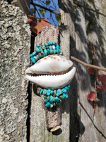 large shell beaded statement cuff bracelet