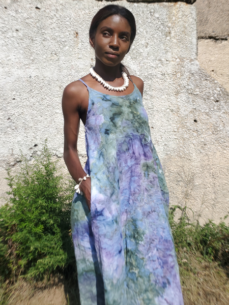 Sweet Ice Dye Linen Dress with Thin Straps vacationwardrobe.com Sweet Ice Dye Linen Dress with Thin Straps vacationwardrobe.com
