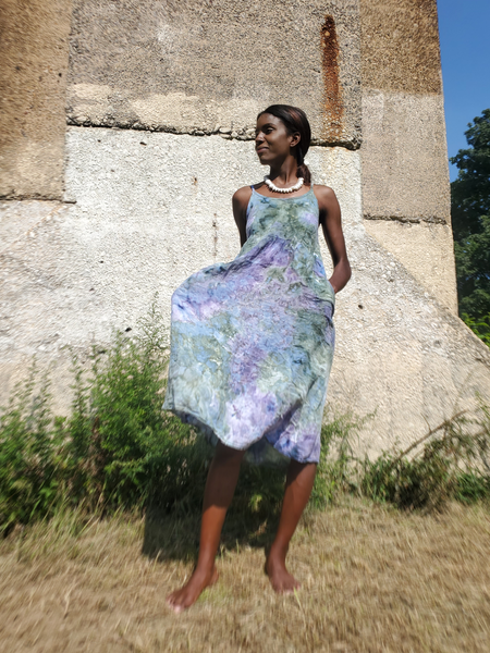 Sweet Ice Dye Linen Dress with Thin Straps vacationwardrobe.com Sweet Ice Dye Linen Dress with Thin Straps vacationwardrobe.com