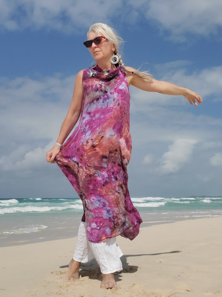 Ice Dye Cowl Neck Sleeveless Linen Dress vacationwardrobe.com Ice Dye Cowl Neck Sleeveless Linen Dress vacationwardrobe.com