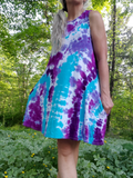 AQUA-PURPLE Tie Dye Swing Dress