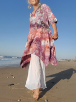 oversized fishtail linen dress or tunic with 3/4 sleeves