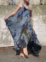 Loose One Size Tie Dye Dress with Fishtail Hem