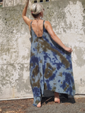 Loose One Size Tie Dye Dress with Fishtail Hem