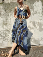 Loose One Size Tie Dye Dress with Fishtail Hem