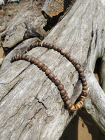 RUSTIC Wooden, Coconut & Tibetan DZI Beads Necklace