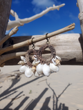 SEASHELL Earrings with Crocheted Hemp