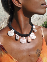 photo of the handmade rope choker with 7 sea shell charms 