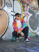 a mood shot with the graffiti background