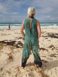 Hand Dyed ARTSY Linen Jumpsuit, Rare Find