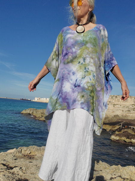 MONET Ice Dye Mini Kaftan, Beach Poncho or Tunic,  Regular or Plus
