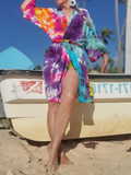one size regular or plus, tie dye rainbow colors, worn with its belt