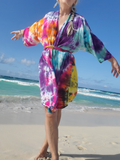 photographed at the beach. Bright colors just above the knee length