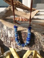 LAPIS Lazuli Adjustable Choker Necklace with Leather Cord