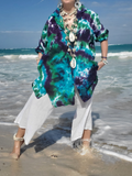 tie dye linen shirt,one size S-4X, worn with white linen  pants and a few pieces of shell jewelry - see more in my Jewelry Section. The waves are washing my feet - I am the model for this.