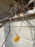 YELLOW Shell Pendant with Pearls Necklace