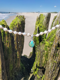 KINGMAN Turquoise Pendant necklace with Knotted Pearls and Ties