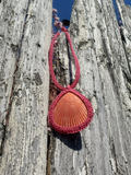 Orange Shell with Pink Crochet Statement Necklace