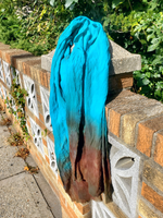 Artsy Cotton Gauze Scarf in Jade &amp; Brown