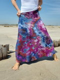 navy purple mxi skirt worn with a white tank top - at the beach