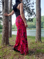 Selfie in the woods at Twin lakes; I dyed this maxi skirt in red first, then filled up all the remaining white areas with a hot pink dye. My last step; I splashed a bit of black dye all over.