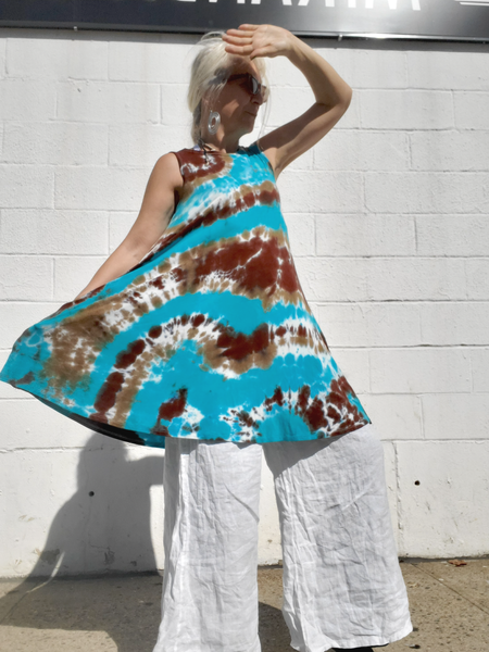 AQUA-BROWN Hand Dyed Dress