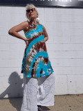 sleeveless mini dress with pockets, tie dye