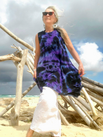tie dye sleeveless swing dress with pockets