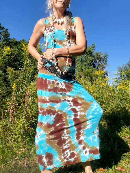 Beautiful Tie Dye Sleeveless Dress, Form-Fitting, Sizes S-2XL