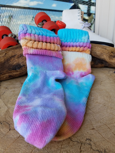Pastel Rainbow or Lilac Funky Roller Derby Socks, Heavy Slouch Socks