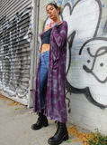 DISTRESSED DUSTY PURPLE Duster with Pockets and Thumbhole