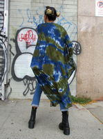 Olive-Navy Tie Dye Long Duster with Pockets