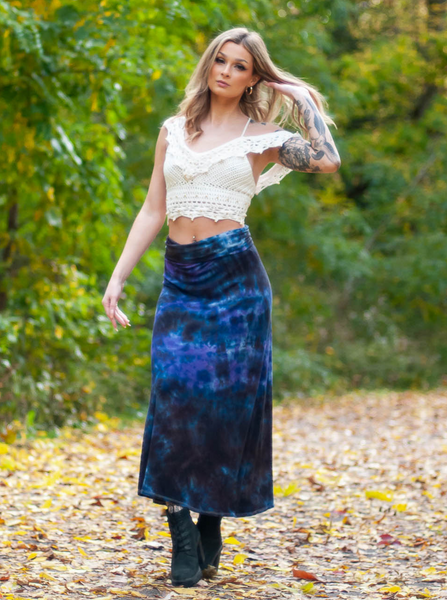 Hand Dyed Black-Purple Maxi Skirt