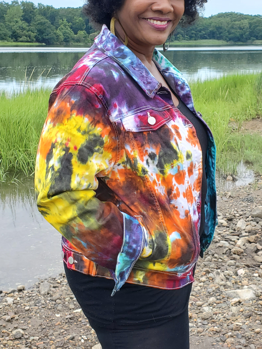 Groovy Jacket Groovy Denim Jacket in Rainbow Galaxy Colors – vacationwardrobe.com