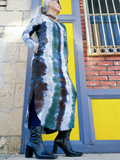 Hooded Dress with Hand Dyed Stripes