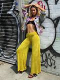 Wide Leg Palazzo Pants in a Hand Dyed DISTRESSED MUSTARD Color