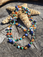 Long Colorful Artsy Necklace, AZURE