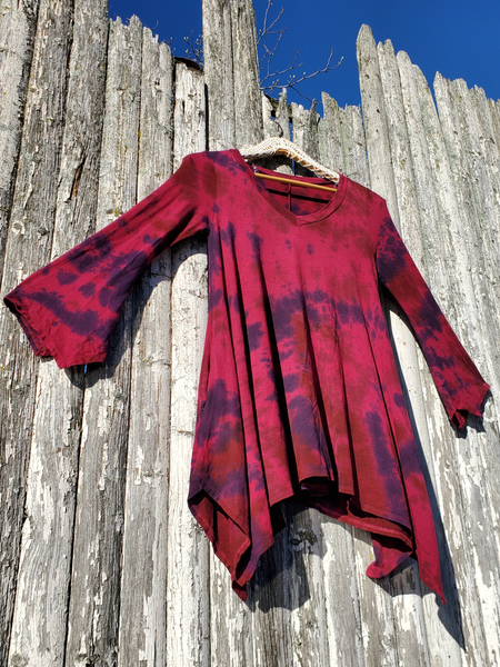 MAROON Tie Dye Tunic with Bell Sleeves