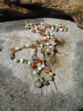 Feminine Crocheted Necklace with Pearls & Carnelian Beads
