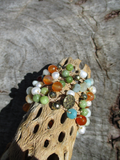 Feminine Crocheted Necklace with Pearls & Carnelian Beads