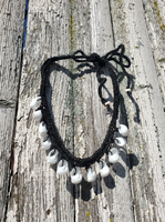 Moon Shells on Black Hemp Necklace